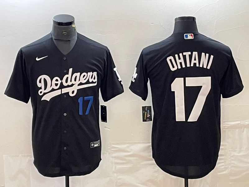 Men Los Angeles Dodgers #17 Ohtani Black Nike Game MLB Jersey style 5